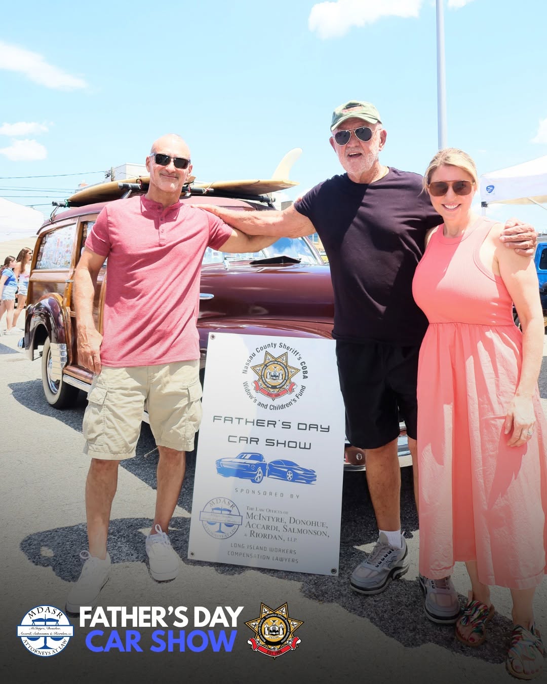 Chet Lukaszewski with his father beside a 1948 Woody at the Nassau County COBA Widows and Children’s Fund Father’s Day Car Show, sponsored by MDASR